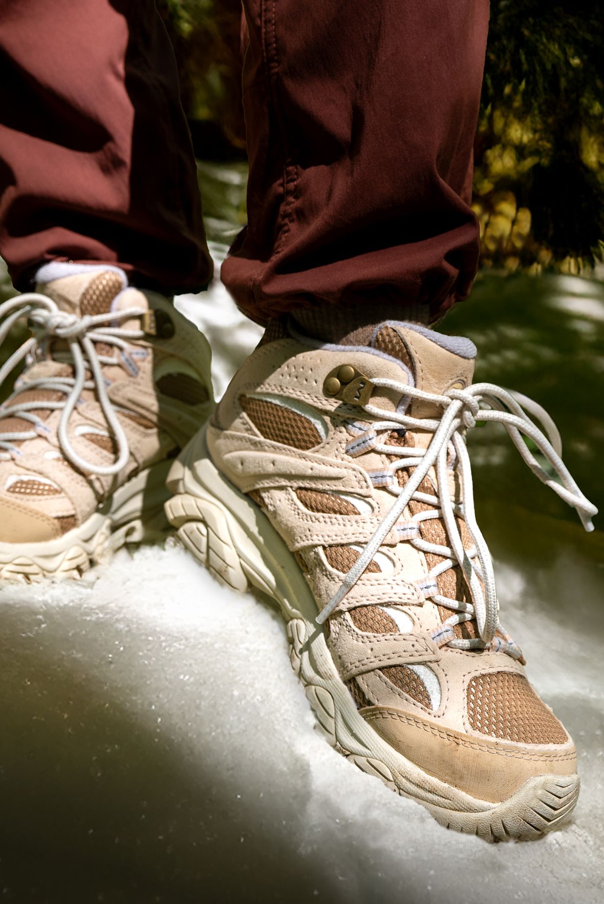 Closeup of a Merrell boot